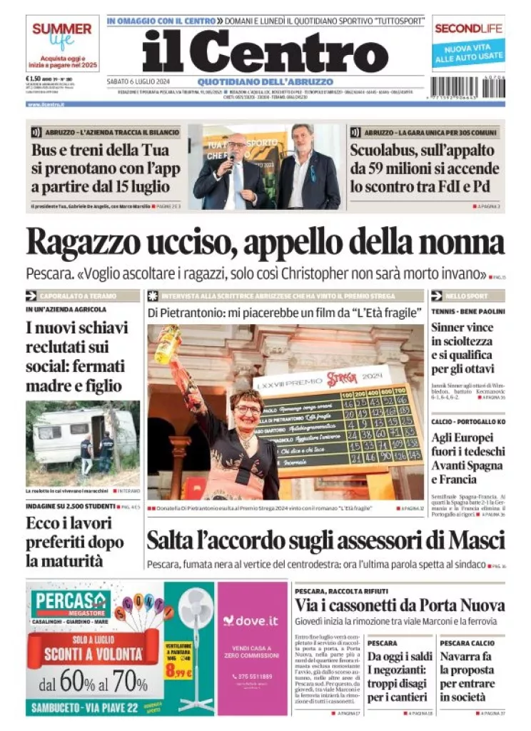 Prima-pagina-il centro-oggi-edizione-del-2024-07-06